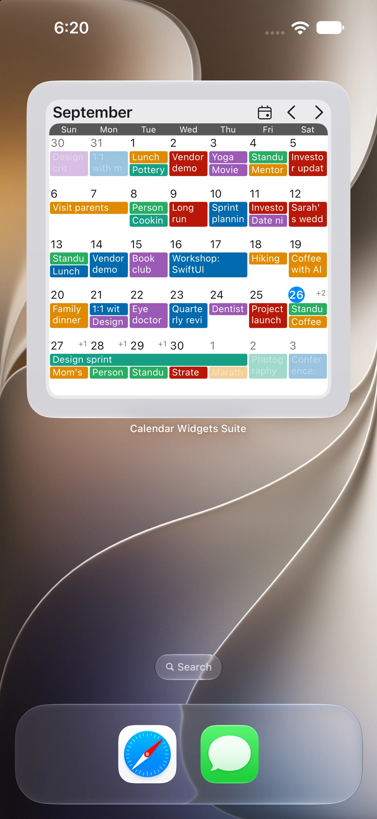 Brightness skin on the Month widget