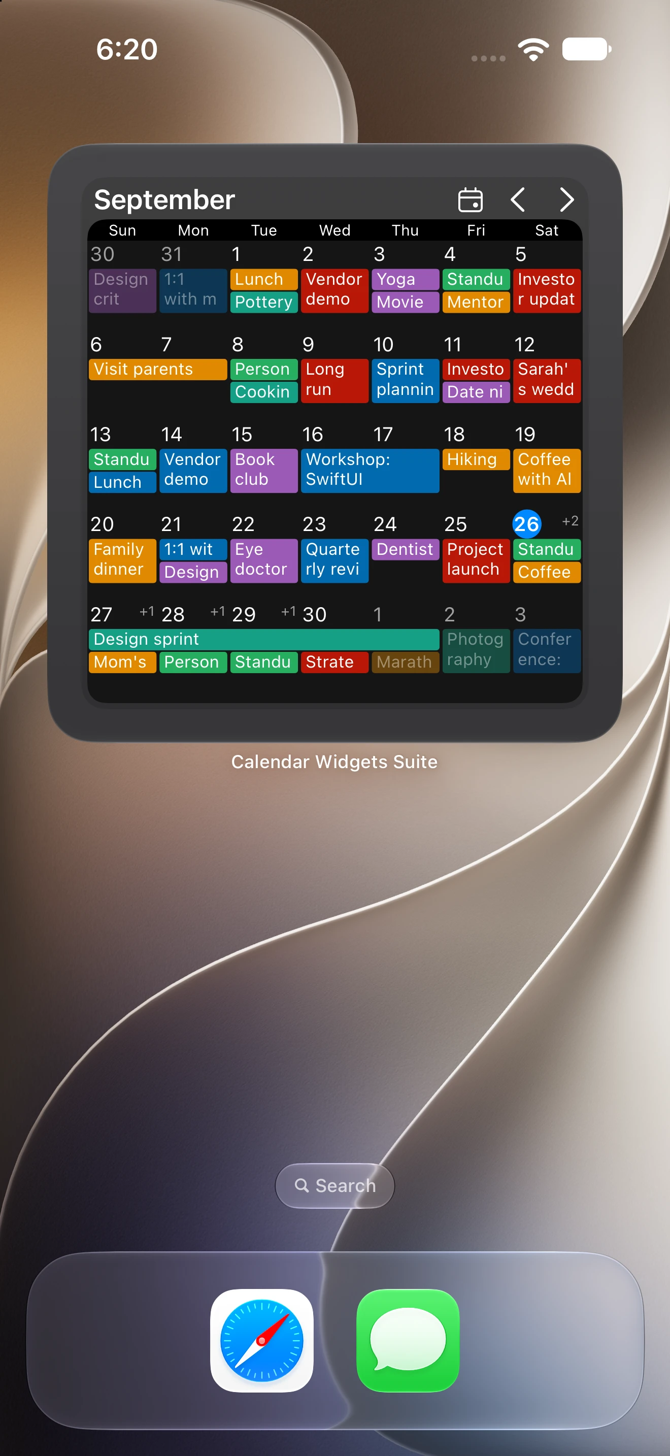 Darkness skin on the Month widget