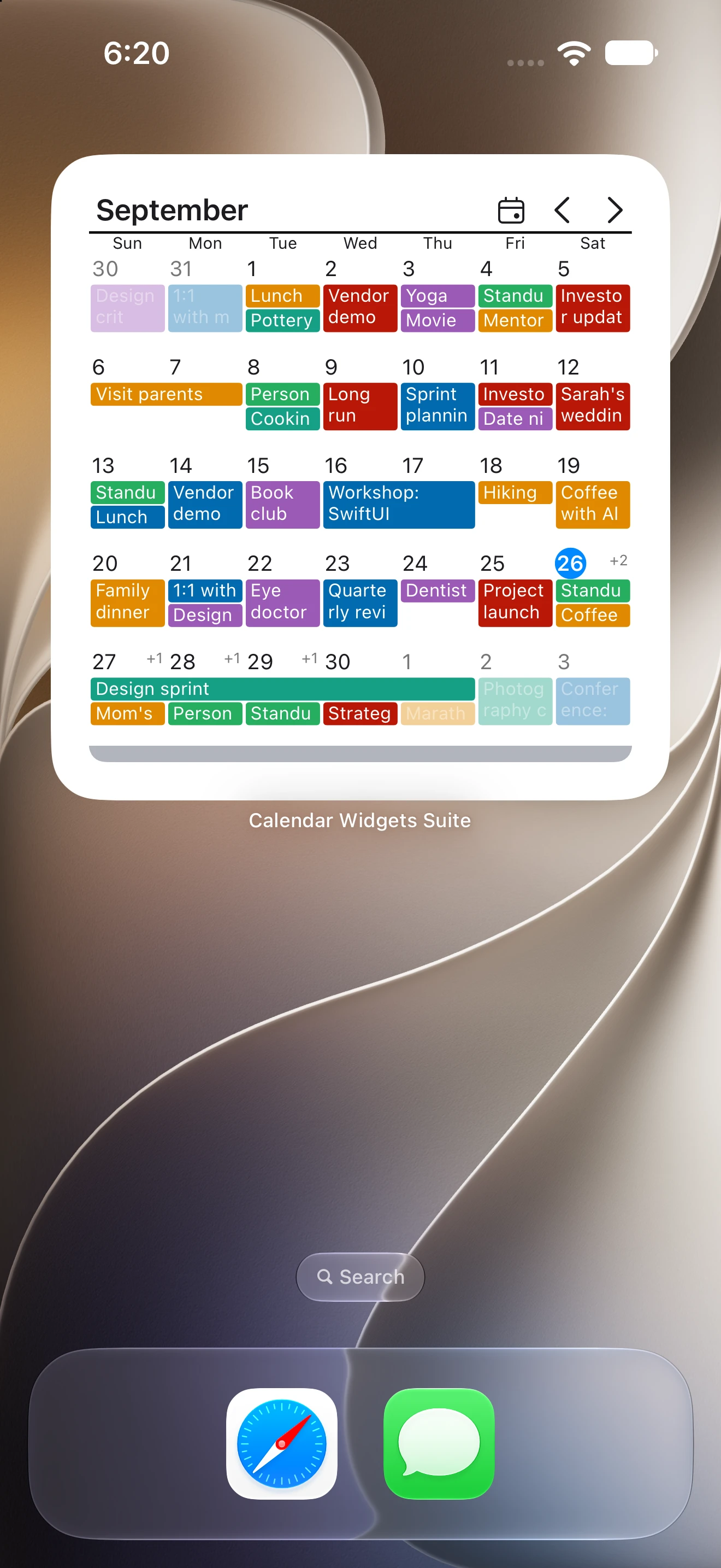 Modern skin on the Month widget