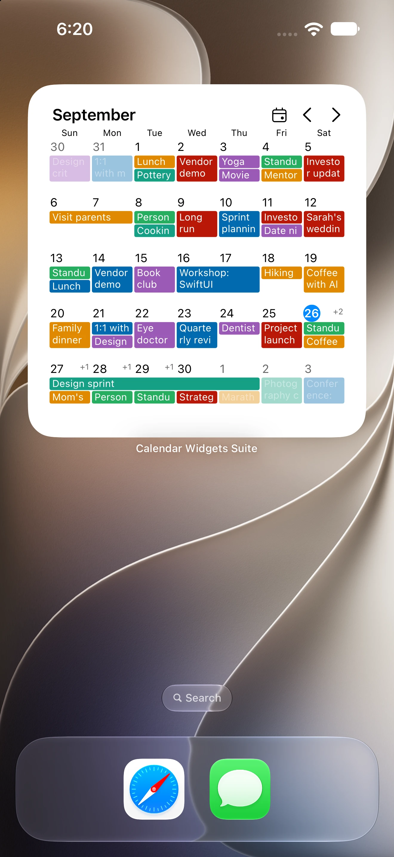 Month widget screenshot