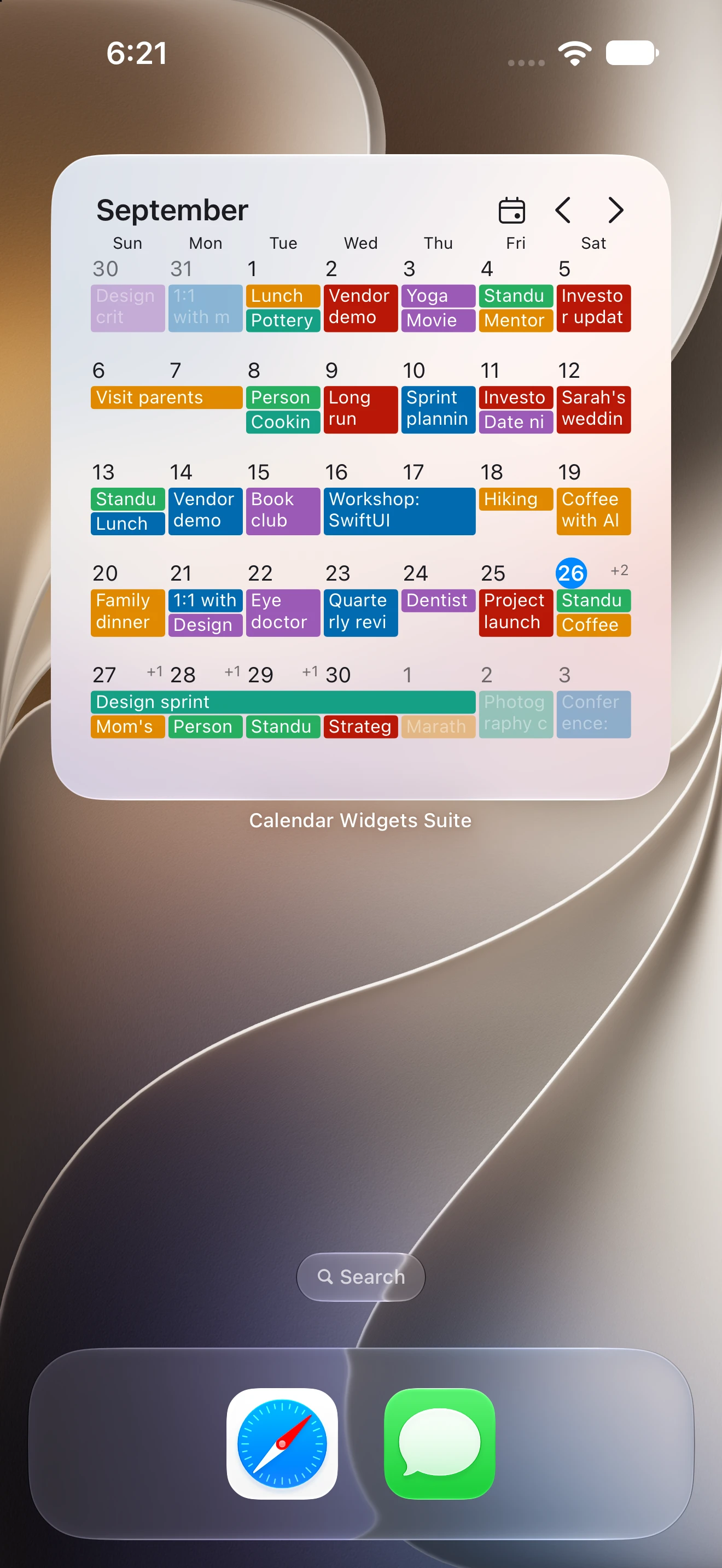 Translucent skin on the Month widget