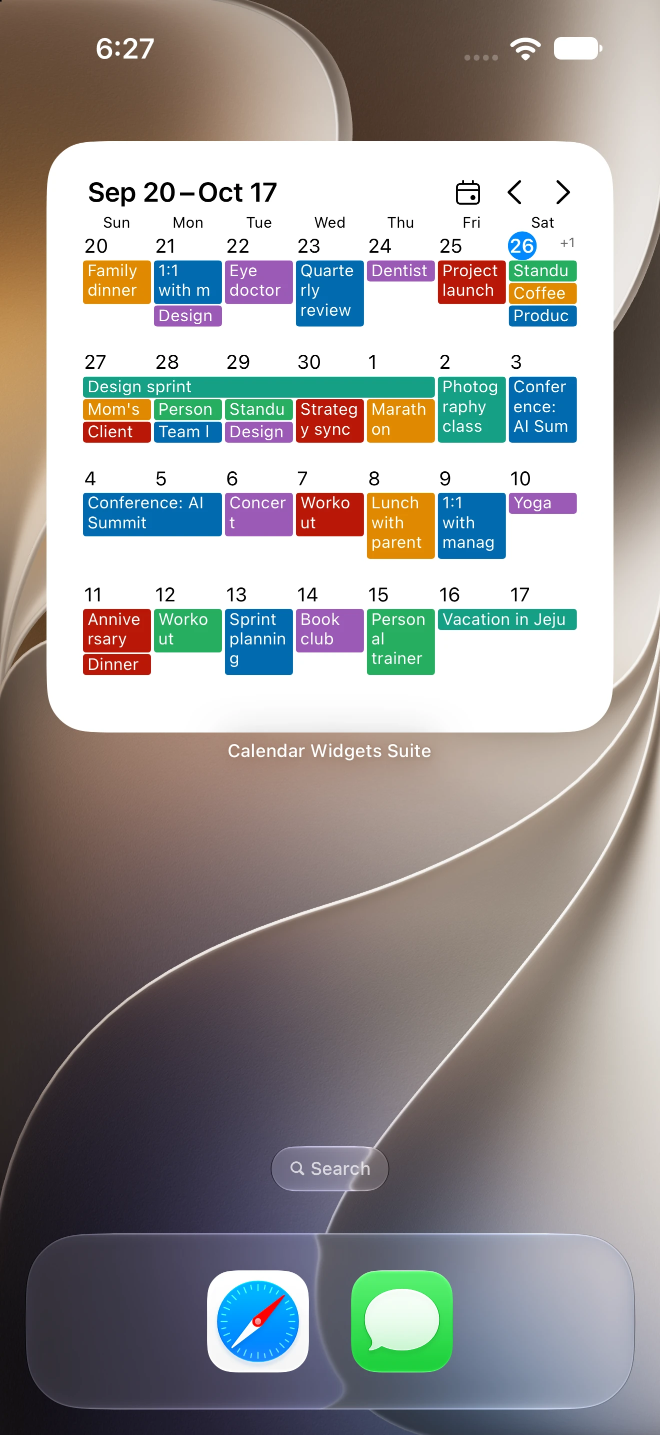4 Weeks widget screenshot