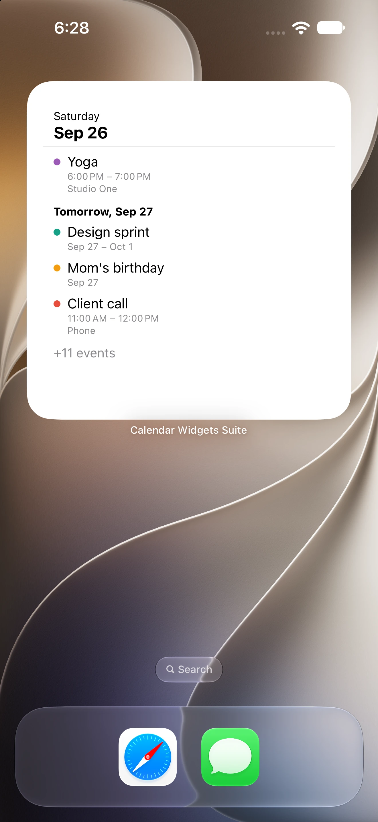 List widget screenshot
