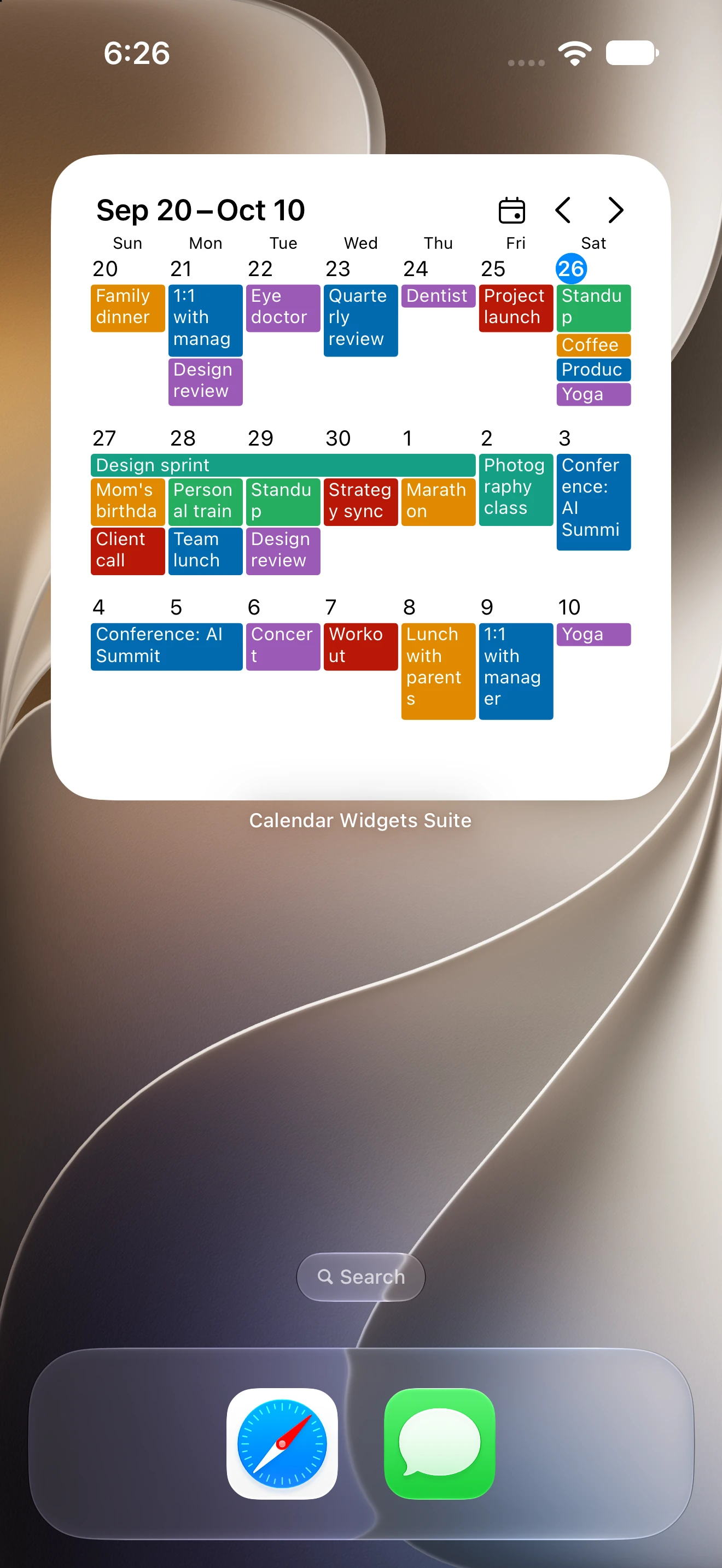 3 Weeks widget screenshot