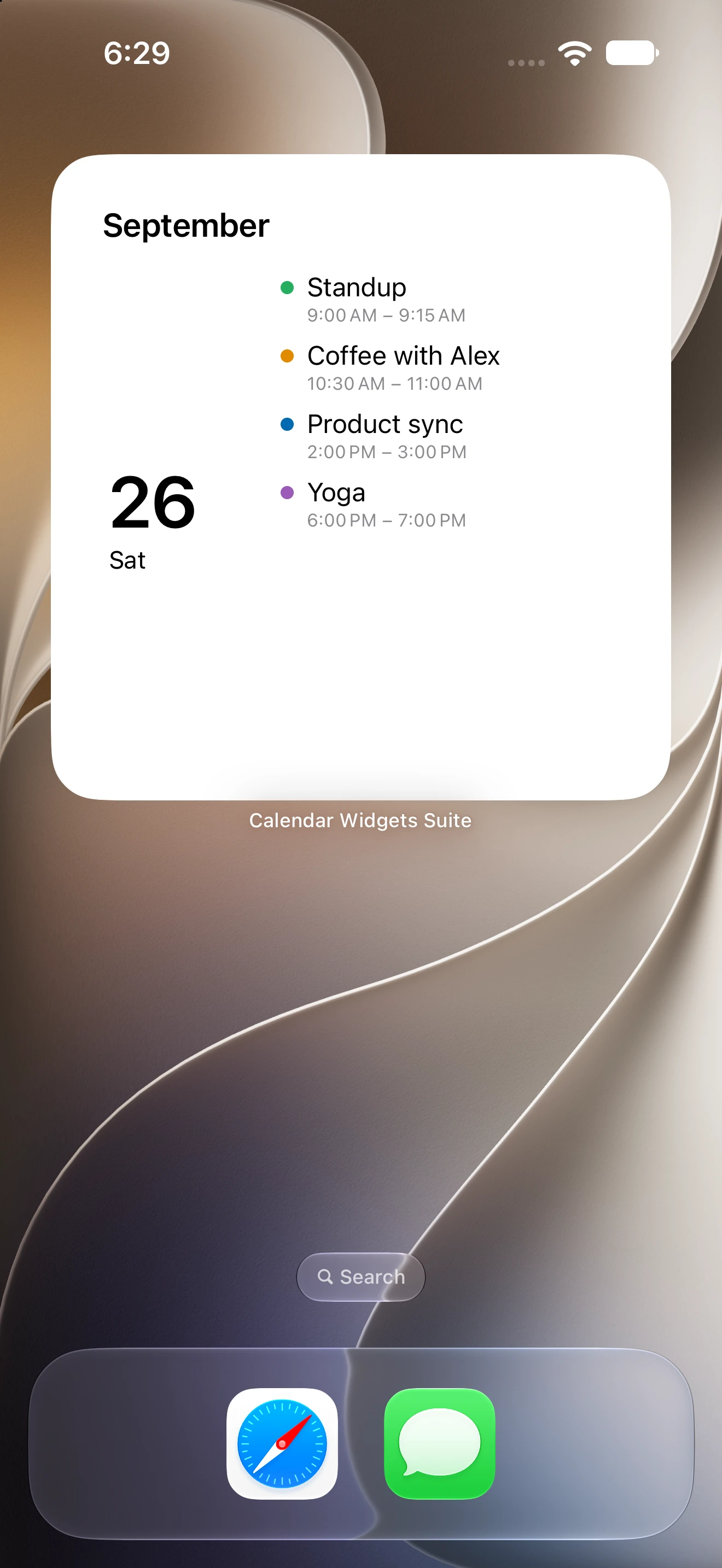 Today widget screenshot