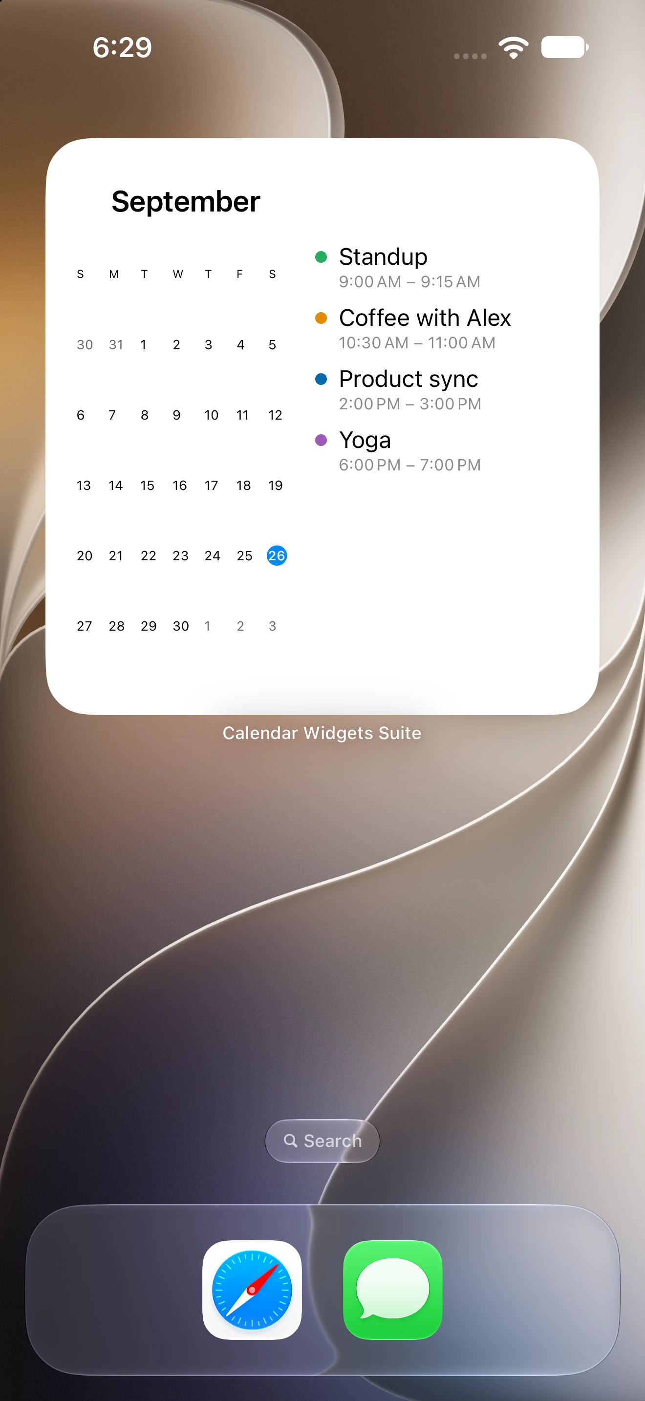 Today + Mini Month widget screenshot