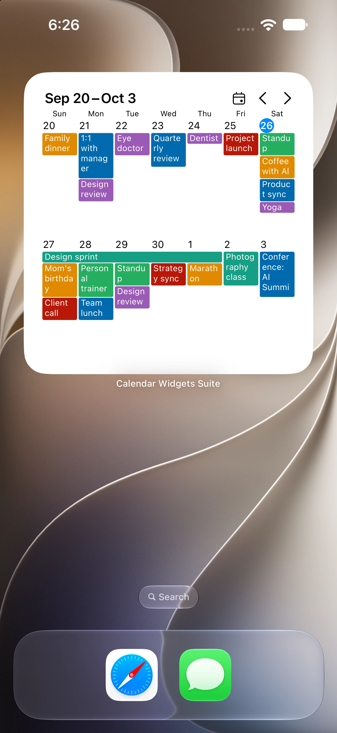 2 Weeks widget screenshot