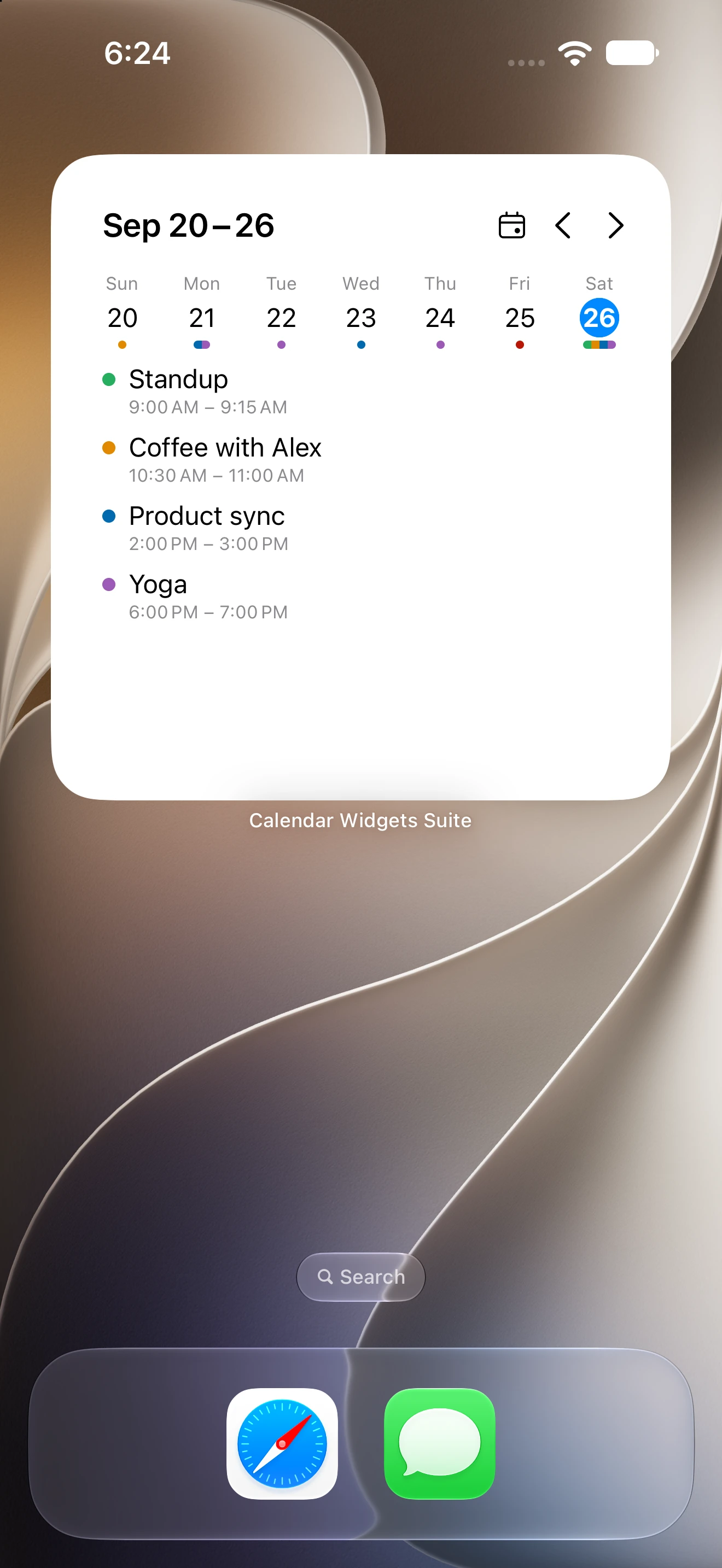 Week Agenda widget screenshot